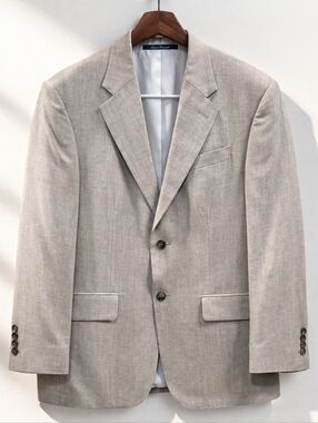 Oscar De La Renta Wool & Silk Blend Sports Coat Blazer Size 40R – Beige